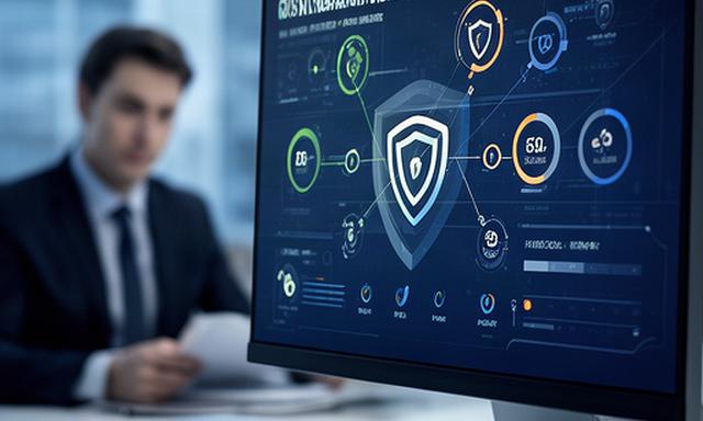 Compliance-overzicht met controlepunten op een monitor in een kantoor